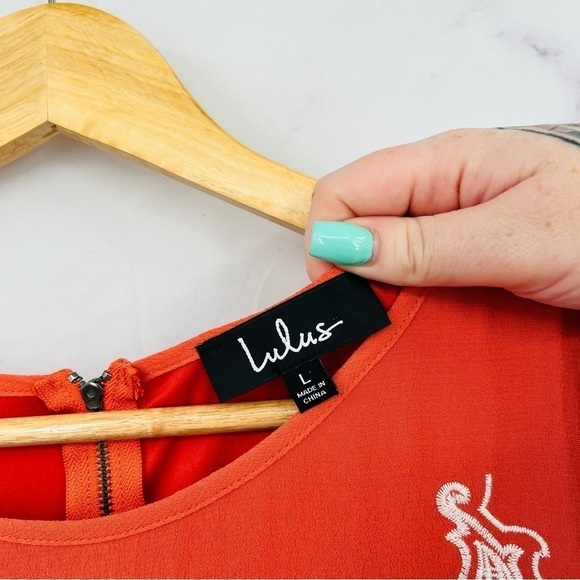 Lulus Tale To Tell White and Orange Embroidered Shift Dress - Picture 5 of 7